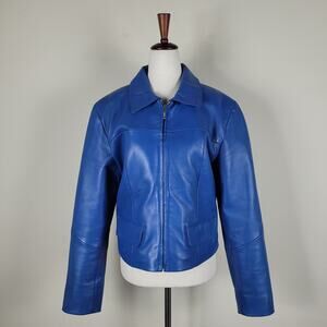 Saguaro Jacket Womens Medium Blue Zip Collared Moto Western Minimalist Classic